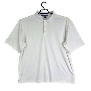 Mens White Chase Edwards Polo Shirt Short Sleeve Microfiber Polyester Size XL